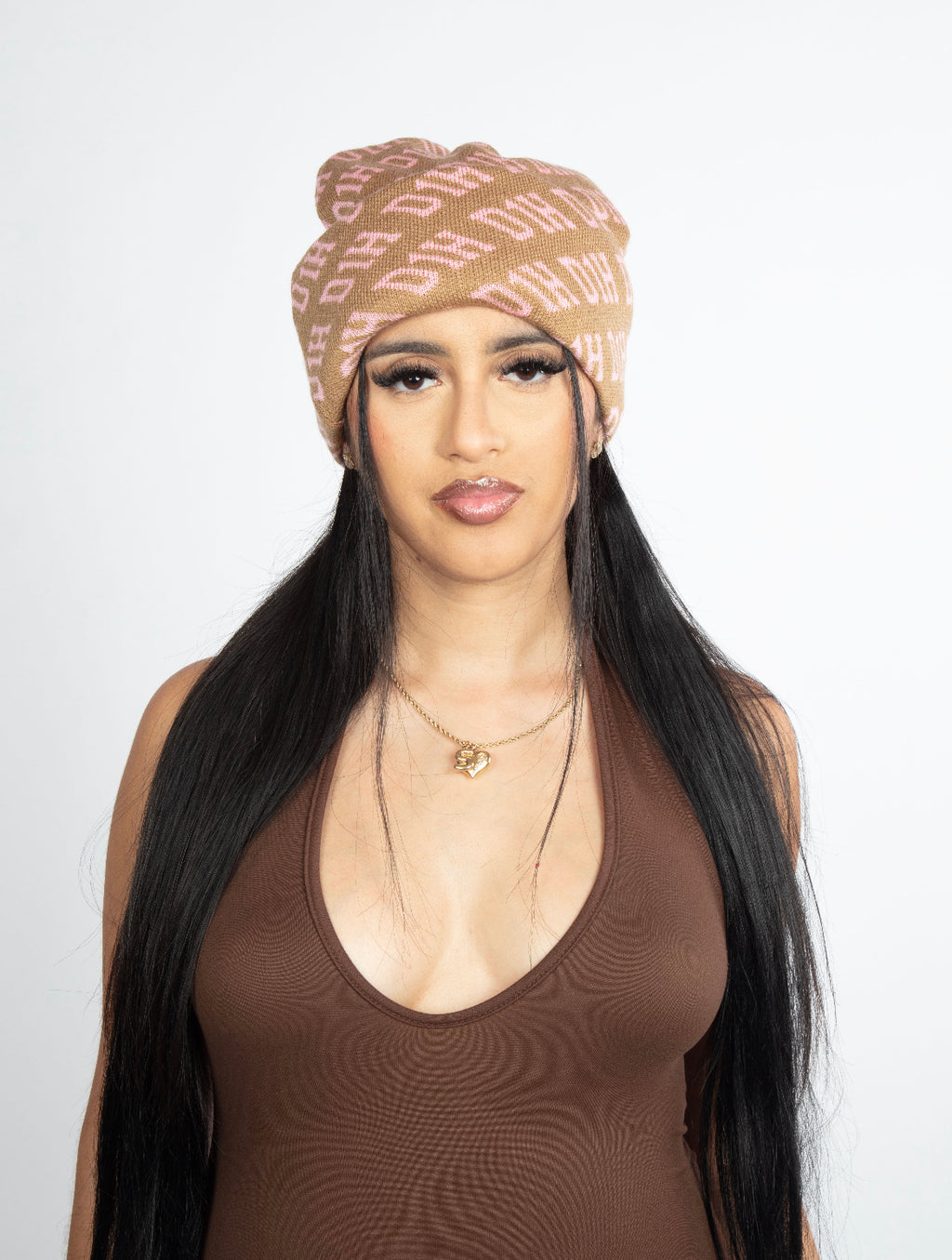 D1H Ski Mask ( BROWN & PINK  )