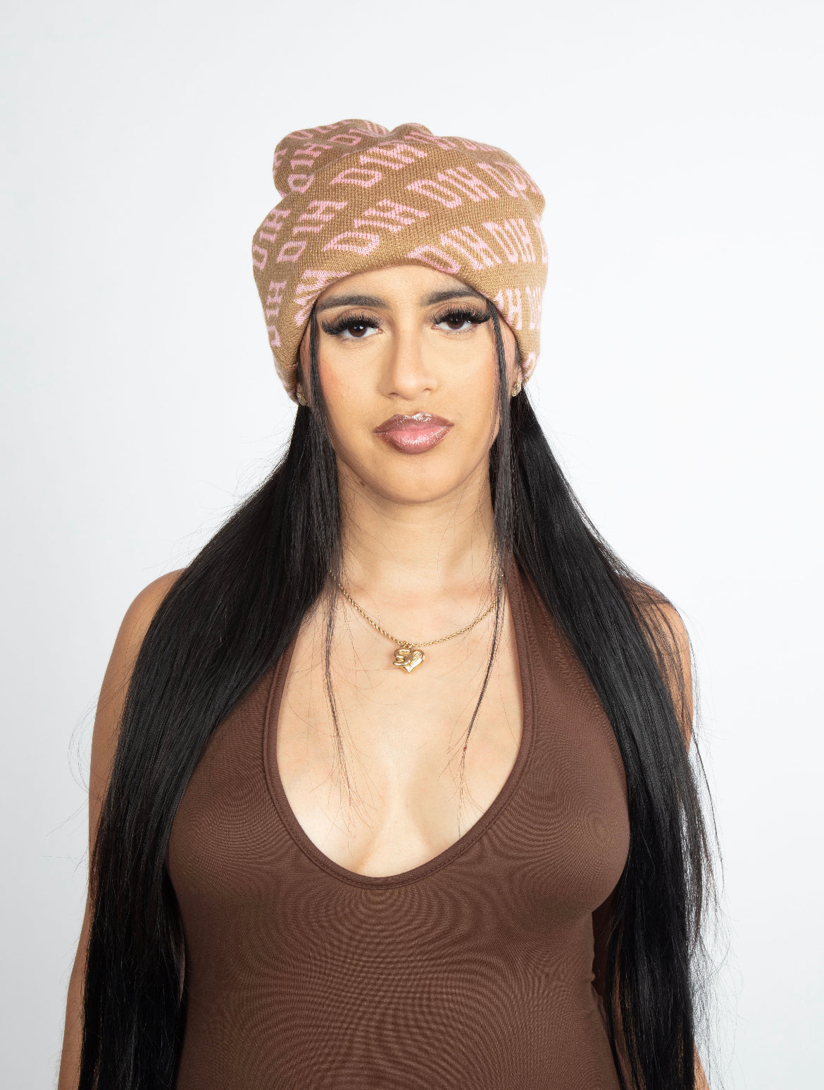 D1H Ski Mask ( BROWN & PINK  )