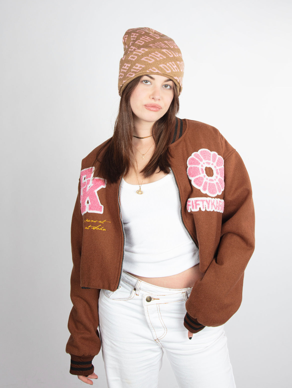 D1H Ski Mask ( BROWN & PINK  )