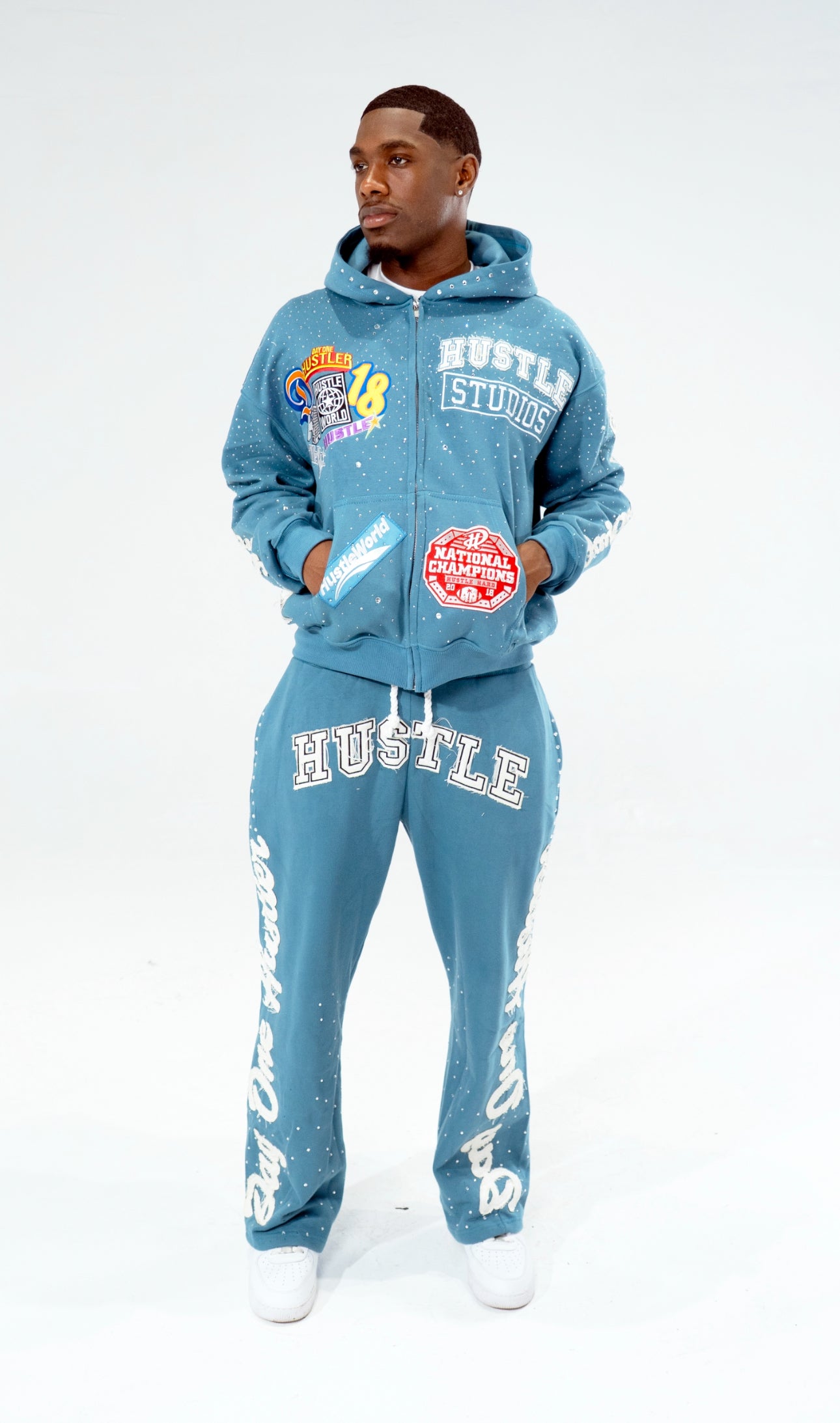 Blue "Hustle World Vol.2" Sweatpants