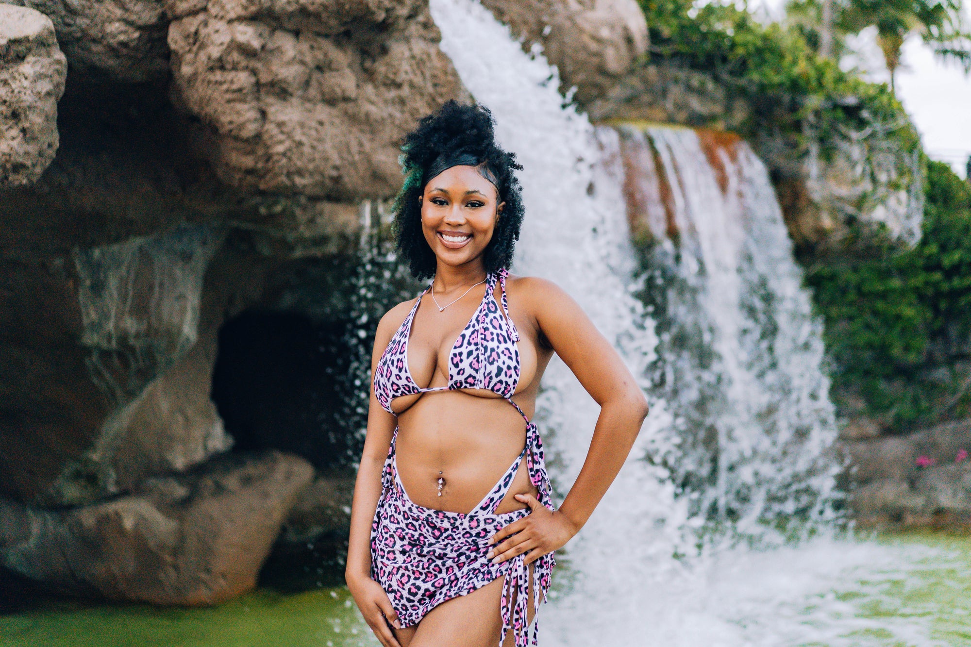 D1h cheetah print bathing suit (Pink)
