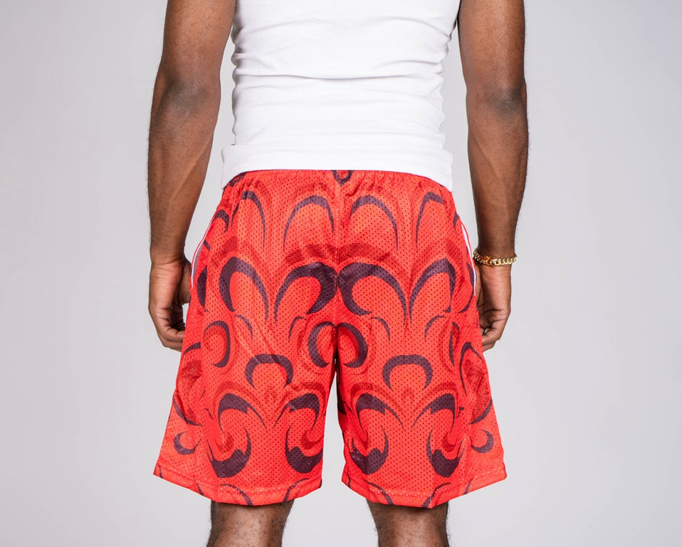Abstract Mesh Shorts ( RED )