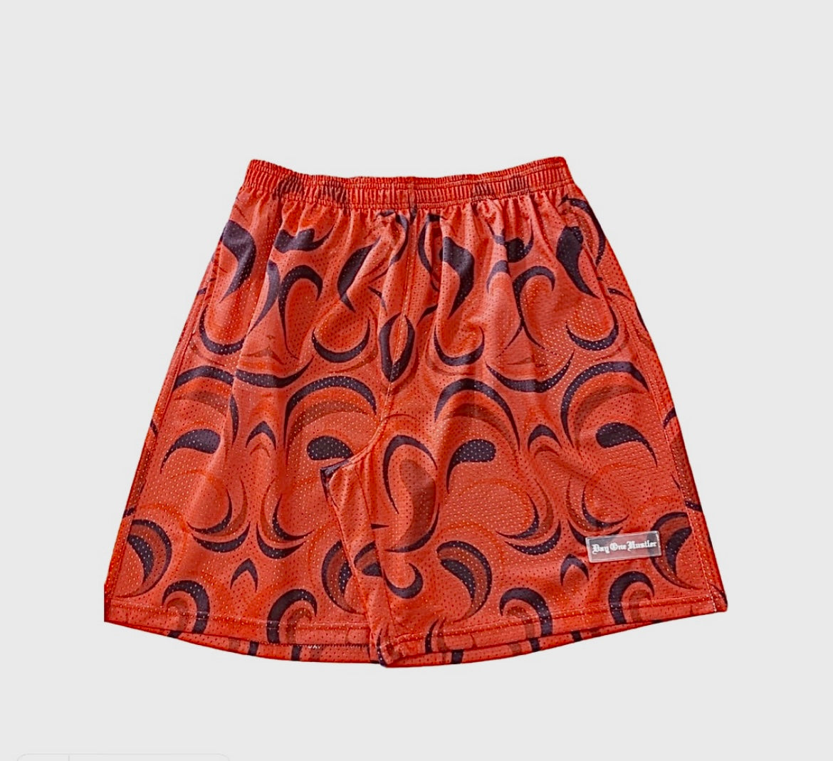Abstract Mesh Shorts ( RED )