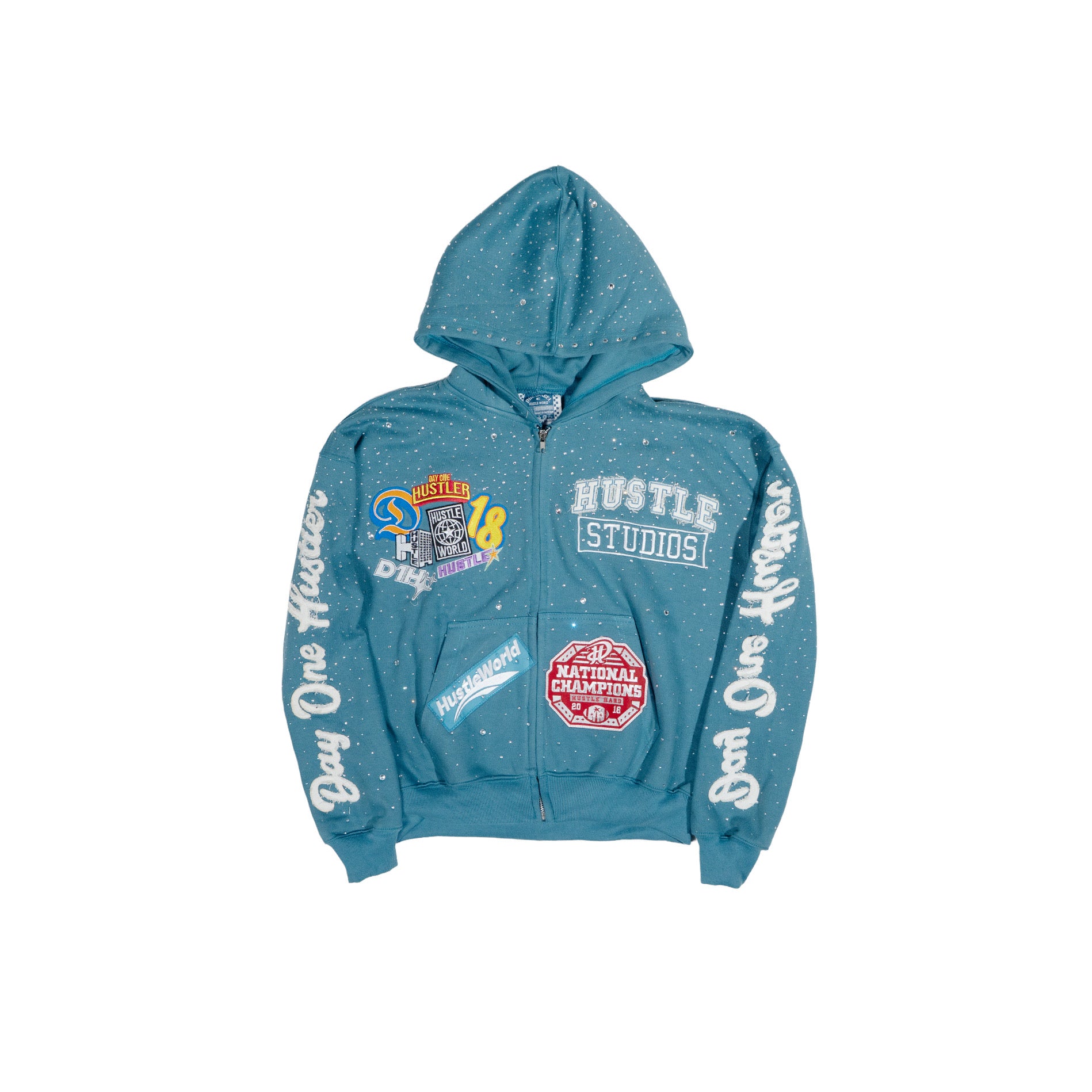 Blue "Hustle World Vol.2" hoodie
