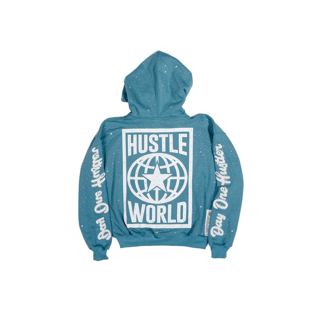 Blue "Hustle World Vol.2" hoodie